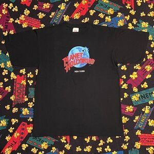 VTG 90s PLANET HOLLYWOOD New York Graphic Tee Shirt / Size L